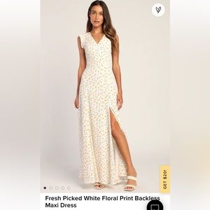 Lulus Fresh Picked White Floral Print Backless Maxi Dress